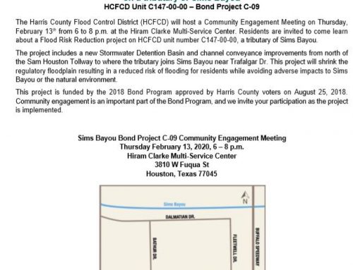 Sims Bayou Bond Project C-09 Community Engagement Meeting, Feb. 13